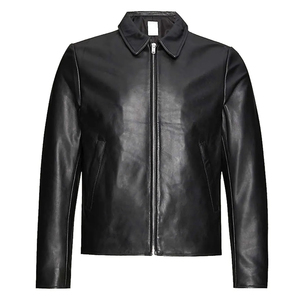 Autumn Winter Men's Casual Zipper Leather <b>Jacket</b> Slim Long Sleeve <b>Canvas</b> Quick Dry & Waterproof Motorcycle <b>Jacket</b> - Product Image 3