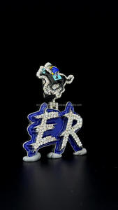 Colgante de LETRA DE DIAMANTE VVS brillante de esmalte helado personalizado, colgante de fianza de caballo de moissanita Brillante De plata de ley 925 - Product Image 4