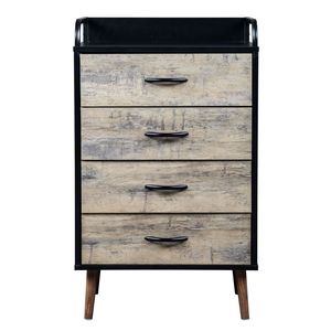 Commode pliable en tissu à 4 tiroirs en chêne pour sous-sol et appartement, gris et noir - Product Image 5