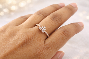 Anillo de corazón en oro rosa, plata de ley 925 con circonita cúbica, anillo de promesa y compromiso para mujer - Product Image 3