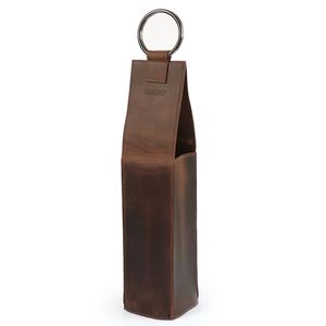 Adventure Travel Genuine Leather Wine Holder Premium Handmade Wine <b>Bottle</b> <b>Carrier</b> High Quality Picnic Drink Bag LEB-0092E - Product Image 5