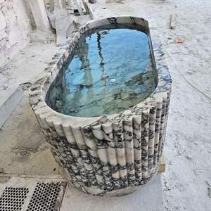 Bañera Independiente de Mármol Natural Tallada a Mano de Lujo, con Desagüe, Ecológica, Estilo Europeo Rústico, para Baño Interior de Villa - Product Image 1