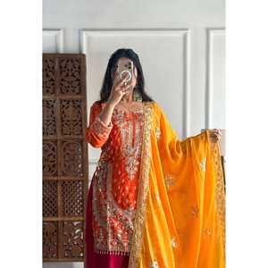 Ensemble haut bas et Dupatta pour femmes de créateur - Product Image 5