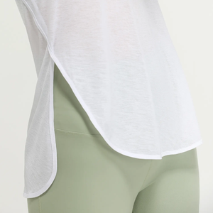 Camiseta de Yoga Personalizada para Niñas, sin Mangas, Cuello Redondo, Bajo Curvo, Corte Lateral, Larga, de Spandex/Poliéster con Elasticidad en Cuatro Direcciones - Product Image 4