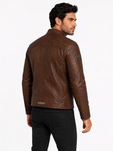 Blouson aviateur en cuir d'agneau premium pour homme, avec capuche amovible, idéal pour les tenues décontractées et les activités de plein air, vente en gros sous marque privée - Product Image 4