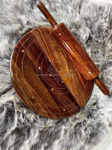 MasterCraft Handcrafted <b>Wooden</b> Chakla Belan Set High Quality <b>Roti</b> <b>Maker</b> with Rolling Pin Ideal for Kitchens and Bulk Deals - Product Image 4