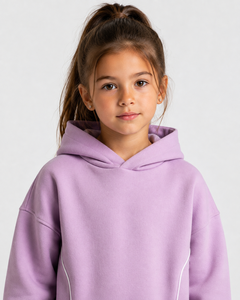 เสื้อฮู้ดดี้สีชมพูอ่อนแบบมีแถบตัดสีสำหรับเด็กผู้หญิง สไตล์ลำลองทรงโอเวอร์ไซส์ เสื้อสเวตเชิ้ตเด็กผู้หญิง ผ้าฟลีซพรีเมียม เสื้อฮู้ดดี้เด็กผู้หญิง - Product Image 3