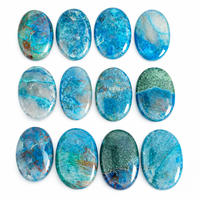 Cabochon ovale en chrysocolle bleue naturelle Quantum, effet de couleur Chakralume, 5-15g, 30-60mm, 8mm, pour la fabrication de bijoux, anneaux, pendentifs, en vrac
