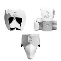Ensemble de boxe Fly de qualité supérieure fabriqué au Pakistan, neuf, professionnel, avec gants de boxe en cuir Fly, protège-tête et protège-glande.