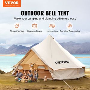 13 'x 13' x98 \ "(diámetro 4M) tienda de campaña Glamping de lona impermeable transpirable para 5-8 personas estufa de pared lateral desmontable Camping - Product Image 2