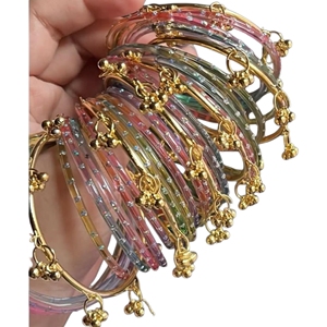 Glass Kashmiri <b>Bangles</b> For Weeding Women Rain Drop <b>Bangles</b> Churiyan 24 Glass with 8 Jhumki <b>Bangles</b> Set by Star Impex - Product Image 3