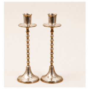 Juego de Portavelas Cónicos de Metal Plateado con Cuentas, Estilo Vintage, para Centros de Mesa de Boda y Decoración de Hogar de Lujo - Product Image 3
