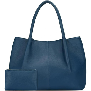 Ensemble de sacs à main de luxe pour femmes en cuir de vachette avec finition grainée douce, longues poignées élégantes et pochette zippée pratique - Product Image 6