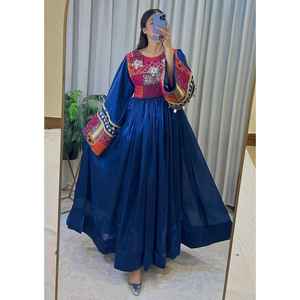 Robes de mariée traditionnelles afghanes Kuchi de haute qualité, faites à la main, style tribal vintage, broderie en dentelle, manches courtes, pour femmes - Product Image 4