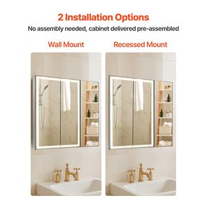 Armadietto a Specchio da Bagno Incassato a Parete 30x28 con Specchio LED Dimmerabile a 3 Colori HD - Product Image 5