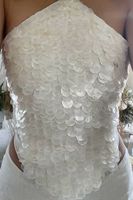 Chaîne de corps certifiée de luxe, faite à la main, avec franges en dentelle perlée de cristal, pampilles de perles à sequins et plaqué argent de haute qualité