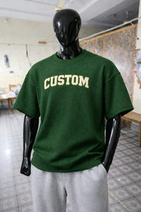 High Quality <b>Waffle</b> Knit Oversized T <b>Shirt</b> Men Custom Logo Drop Shoulder Textured Cotton Streetwear Blank Tee - Product Image 5