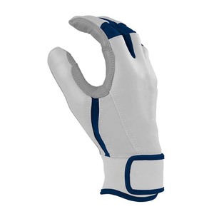 Guantes de Bateo Acolchados de Cuero Blanco con Ribete Azul y Cierre de Velcro para Entrenamiento, Unisex, Adulto - Product Image 2