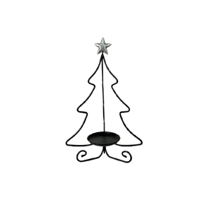 Decorative Iron Christmas Candle Holder Featuring Tree <b>Black</b> Color Designed For Festive Interiors Candle Stand vintage - Product Image 1
