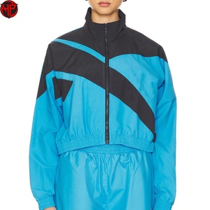 Chándal Deportivo para Mujer, Color Azul y Negro, con Bloques de Color, Manga Larga, Cuello Alto con Cremallera, Estilo Deportivo, Ligero, de Poliéster, para Primavera - Product Image 4