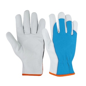 Split Cowhide Leather Work <b>Gloves</b> <b>Red</b> White Unisex Outdoor All Seasons Protection - Product Image 5