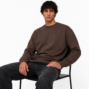 Sudadera de hombre de marca privada, de algodón grueso y felpa, estilo relajado, con bordado personalizado, puños acanalados y etiqueta de marca. - Product Image 6