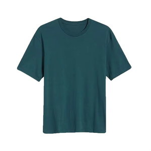 Camiseta de Manga Corta para Hombre, Cuello Redondo, Color Verde Oscuro Sólido, Ajuste Holgado Informal, de Alta Calidad, Gran Venta 2026 - Product Image 6