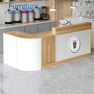 Mostrador de Recepción Moderno y Lujoso, Elegante Mostrador de Madera Curvada para Oficina y Vestíbulo de Hotel, Hecho a Mano en Fábrica en Vietnam - Product Image 1