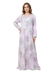 Vestido Casual de Seda con Estampado Floral, Manga Larga, Cuello en V, Vestido Maxi para Mujer - Product Image 5