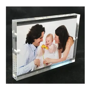 Crystal Clear Home Decor Block Magnetic Acrylic Photo Frame