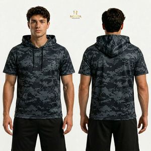 Neon Green Splatter Sublimation Polyester Hooded Half Sleeve Shirt Mens <b>Paint</b> Effect Breathable Quick Dry Athletic Shirts - Product Image 4