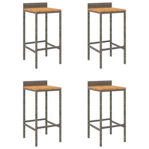 Ensemble de 4 tabourets de bar en polyrotin gris avec repose-pieds standard pour l'extérieur - Product Image 2