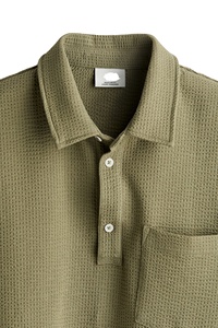 ODM OEM marca personalizada transpirable 100% algodón media manga cuello Golf camisetas para hombres Slim Fit Waffle Knit disponible para la venta - Product Image 5