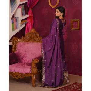 Conjuntos de mujer de diseñador traje de Chinon bordado con trabajo bordado de secuencia - Product Image 4