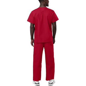 Unisex Blue <b>Scrub</b> Set 100% Cotton Polyester Woven Hospital Uniforms for Men and Women - Product Image 5