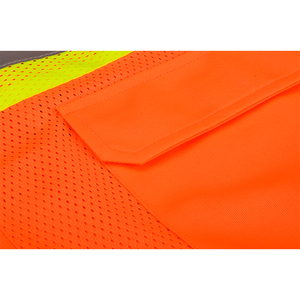 เสื้อกั๊กนิรภัยสีส้มสะท้อนแสงพร้อมแถบสะท้อนแสงและกระเป๋า  ระดับ Class 1 ได้มาตรฐาน ANSI สำหรับงานอุตสาหกรรม - Product Image 4