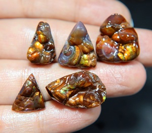 <b>Mexican</b> Fire Agate Smooth Druzy Cabochon Mixed Shape Natural Stone for Jewelry Making - Product Image 1