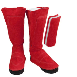 Guêtres de soudeur en cuir croûte de vachette haute performance, résistantes aux flammes, protections industrielles pour la sécurité au travail - Product Image 2