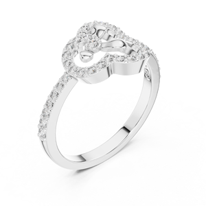 925 Silver Radiant Cut Rhodium Plated Organic Cluster & <b>Ribbon</b> Diamond Engagement & <b>Wedding</b> Ring - Product Image 2