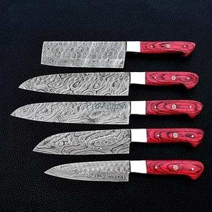 Ensemble de couteaux de chef haut de gamme en acier inoxydable 9 pièces, qualité supérieure, directement de l'usine, couteaux à viande SCL pour cuisine, manche en Pakka écologique - Product Image 1
