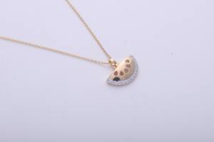 Colgante de rodaja de sandía chapado en oro de 14K (amarillo/rosa/blanco) con pavé de frutas, joyería para mujer - Product Image 2