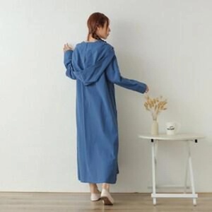 Organic Linen Dress Women Long Sleeve Dress Slim Fit Linen Clothing <b>Winter</b> Fall Dress Gift for Her - Product Image 1