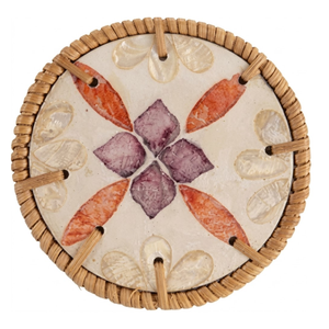 Tapete de Ratán con Hojas Tropicales y Detalles de Conchas, Tejido a Mano, para Cocina Estilo Isleño - Product Image 2