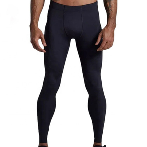 Leggings de compression couleur unie pour adultes, vêtements de sport, taille mi-haute élastique, avec poches latérales, pour adultes et garçons, avec option OEM - Product Image 1