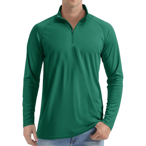 Camiseta Deportiva de Manga Larga con Cierre de Cremallera Verde para Hombre, de Secado Rápido, Tejida en Poliéster - Product Image 1