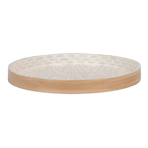 Bandejas de servir de bambú personalizadas con incrustaciones de nácar al por mayor de Vietnam, juego de bandejas redondas decorativas ecológicas para decoración de mesa - Product Image 1