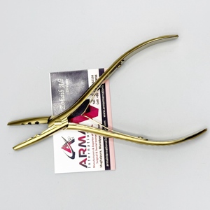 Hot Selling Three Hole Hair Pliers Surgical Grade Stainless Steel Plasma Gold 7" <b>Micro</b> Pulling Hook Needle for Hair <b>Extensions</b> - Product Image 5