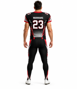 Uniforme de Fútbol Americano Personalizado para Hombre Warriors, Negro y Rojo, Sublimado, Transpirable, Conjunto de Jersey y Pantalones de Poliéster, Número 23 - Product Image 4