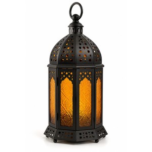 Lanterne marocaine en laiton noir mat à découpe étoilée, vente en gros |   Décoration d'intérieur artisanale - Product Image 1
