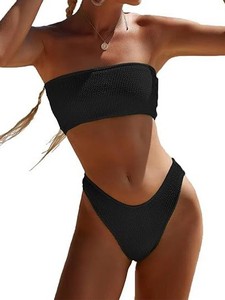 Conjunto de Bikini de Dos Piezas para Mujer, Personalizado, con Cintura Alta y Cuello Redondo, Top Corto, Traje de Baño Texturizado, Ropa de Playa 2026 - Product Image 4